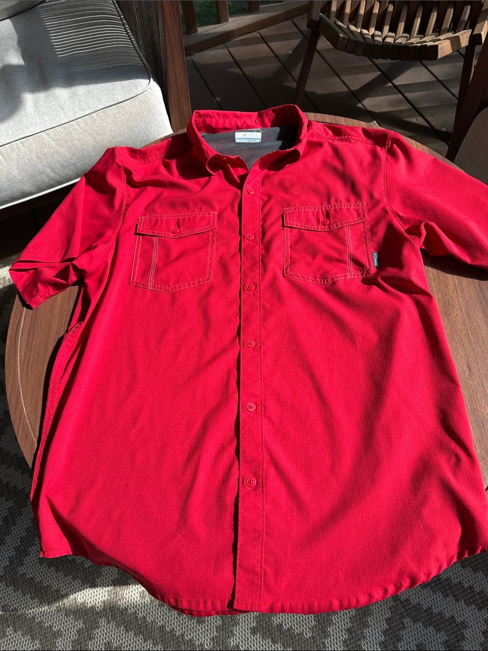 Columbia Sportswear Shirt Mens L red Vented Fishing Hiking Gorpcore Outdoors